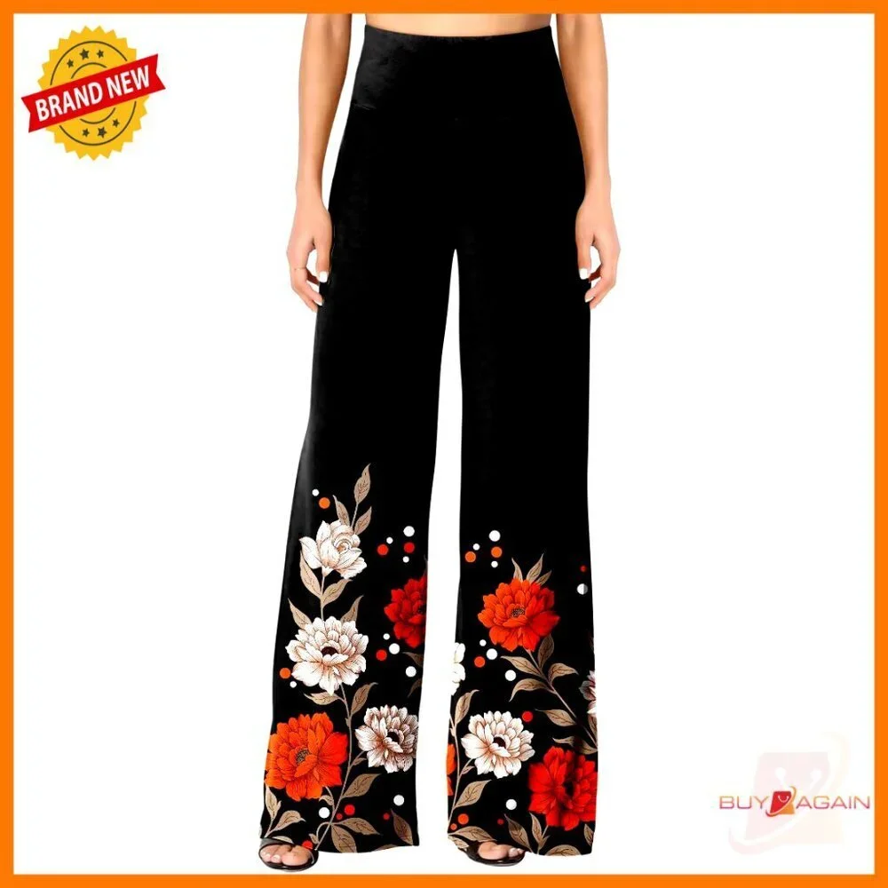 Stretchy High Waist Palazzo Lounge Pants Wide Leg Casual Comfy S-3XL